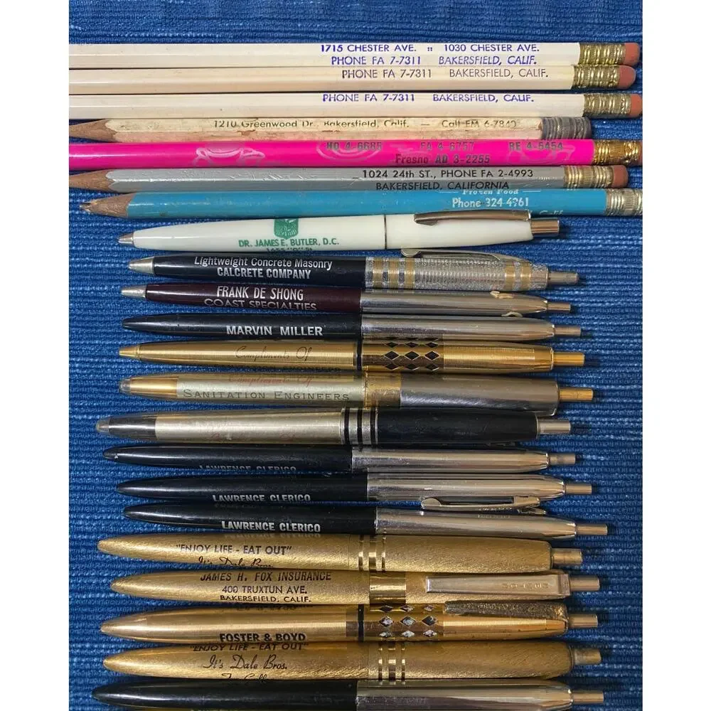 VTG Old Pen Pencil Lot x33 All from Bakersfield California Store Advertising 15B